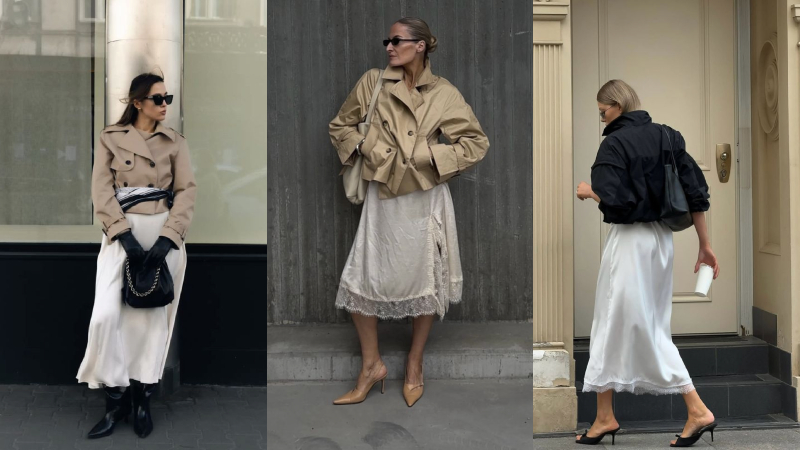 Áo trench coat phối với jumpsuit