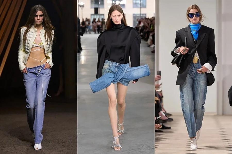 Chất liệu denim được biến tấu với các chi tiết cắt xẻ và giặt mài quyến rũ