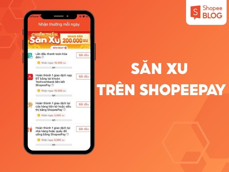 Nhận và sử dụng Shopee Xu trên ShopeePay