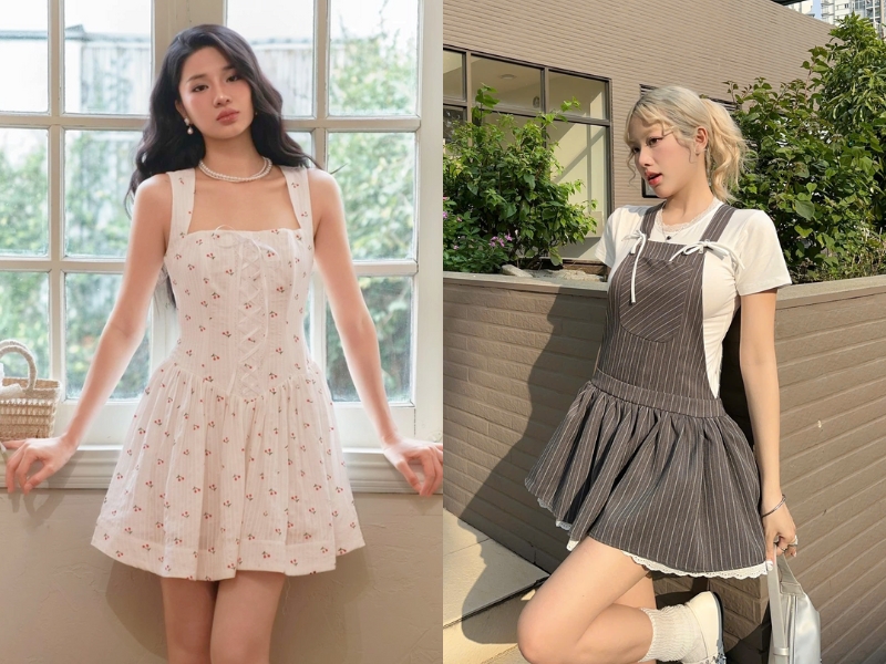 Đầm dáng ngắn trẻ trung nữ tính cho người gầy