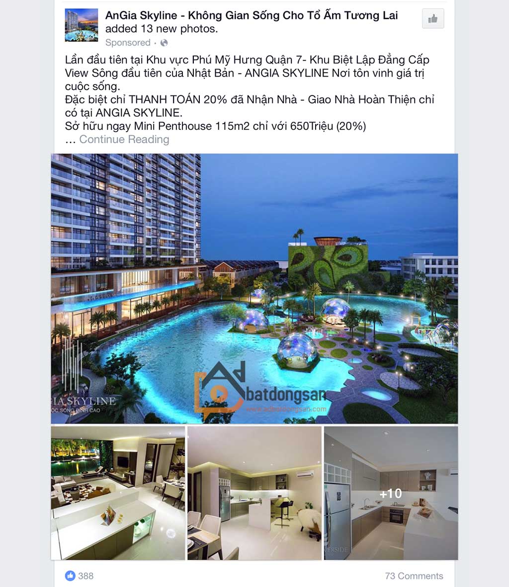 Chiến dịch Facebook Ads cho bất động sản với hình ảnh đẹp