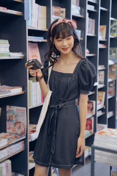 Đầm sơ mi denim đơn giản dễ mặc