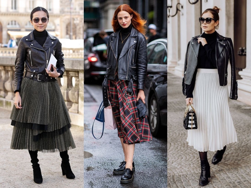 Blazer phối áo cổ lọ mỏng cho phong cách chớm đông hiện đại