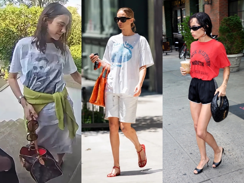 Alexa Chung ứng dụng công thức layering áo thun và áo khoác ngày giao mùa