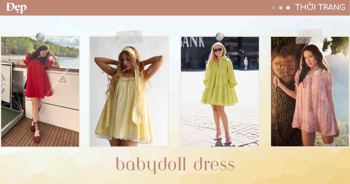 Cách phối đầm babydoll và áo khoác da
