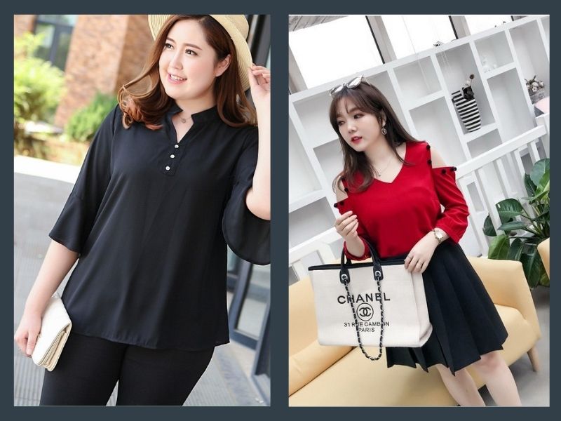 Áo cổ chữ V tạo cảm giác cổ thon dài và mang lại vóc dáng cân đối