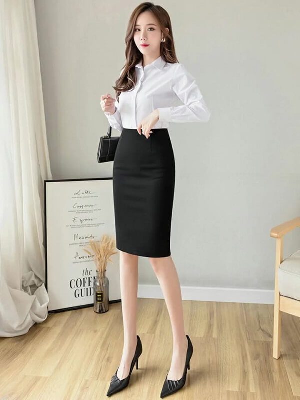 Sơ mi công sở mix chân váy dạo phố