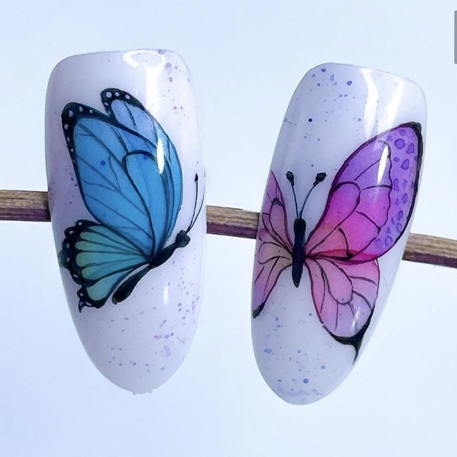 mẫu nail họa tiết bướm
