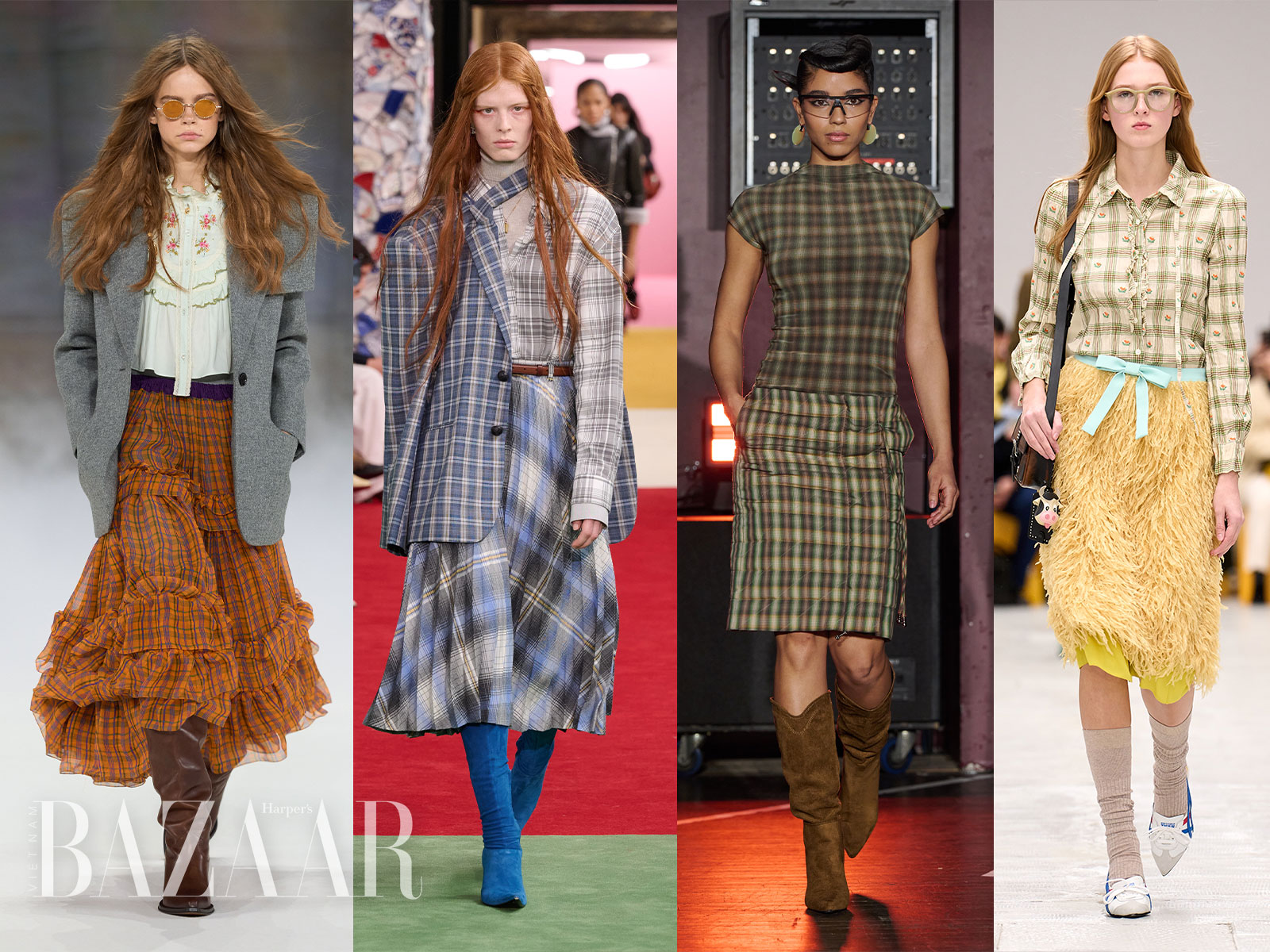 Xu hướng kẻ caro plaid Thu Đông 2026