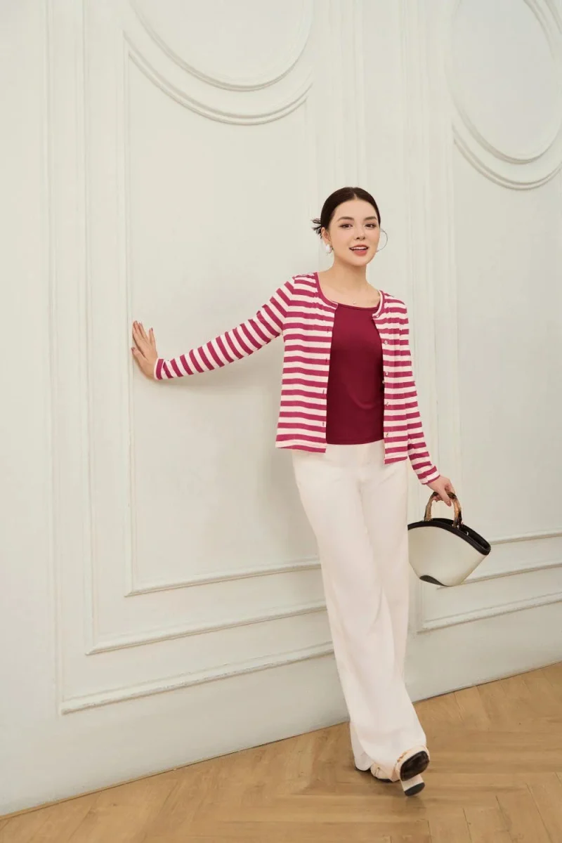 Áo cardigan + quần ống suông