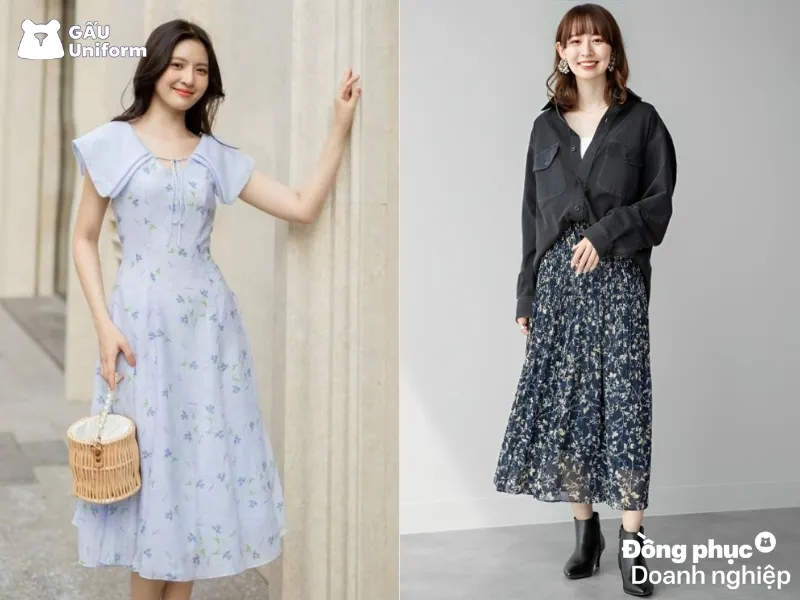 Đầm hoa nhí dịu dàng cho công sở