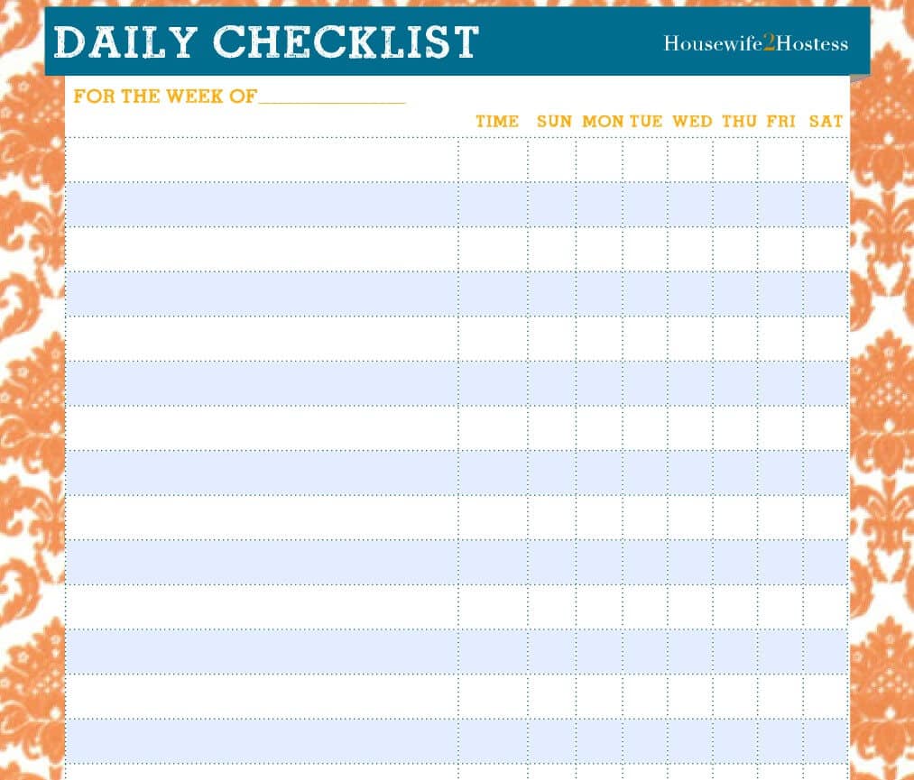 Mẫu checklist việc nhà và hậu cần hai bên