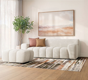 Sofa văng ba chỗ màu yến mạch Oatmeal giúp khuếch tán ánh sáng tự nhiên hiệu quả