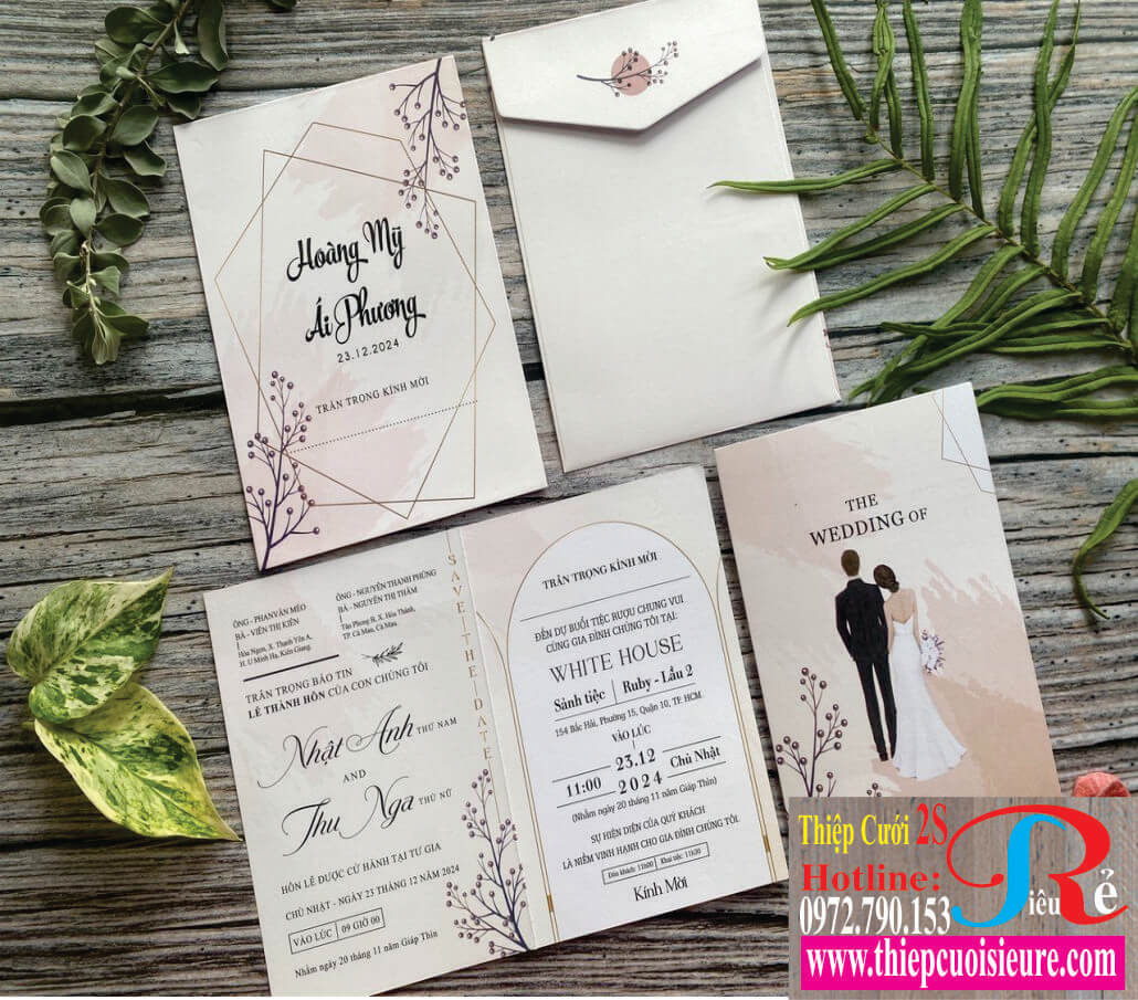 Thiệp cưới số lượng ít lấy gấp, mẫu in nhanh