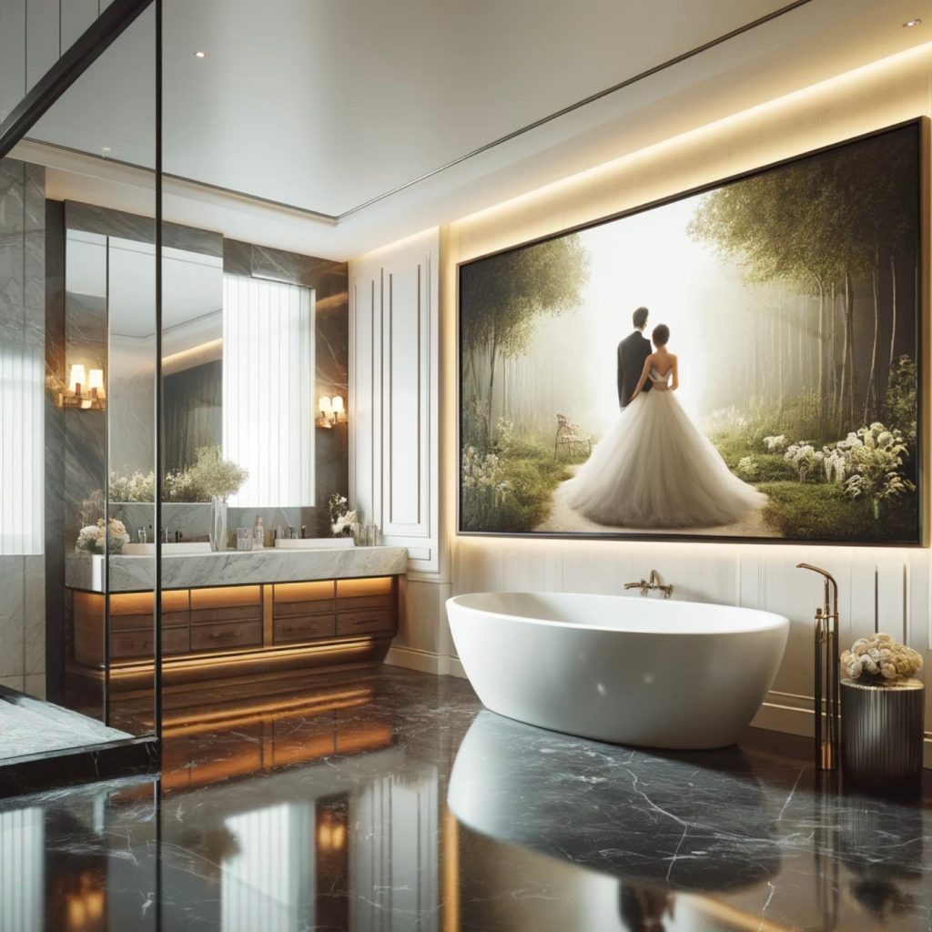 Không treo ảnh cưới gần các khu vực như bếp, nhà vệ sinh
