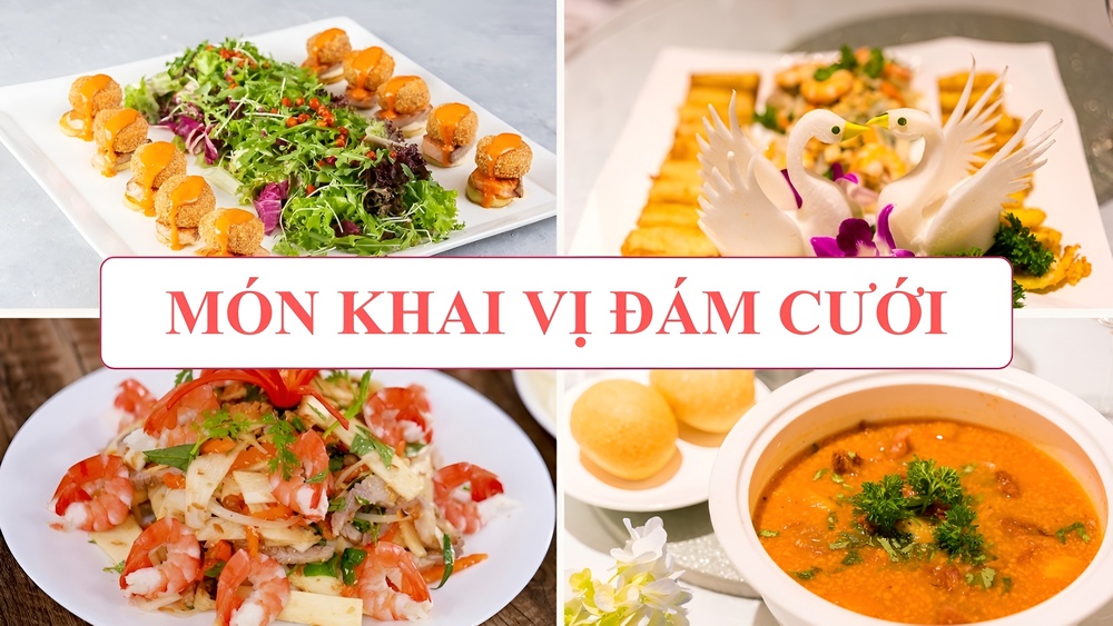 Các món khai vị đám cưới được trình bày đẹp mắt