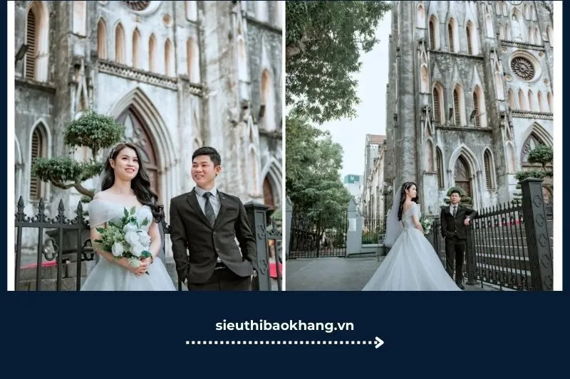Không gian chụp ảnh cưới cổ điển tại Nhà thờ Đức Bà ở Sài Gòn