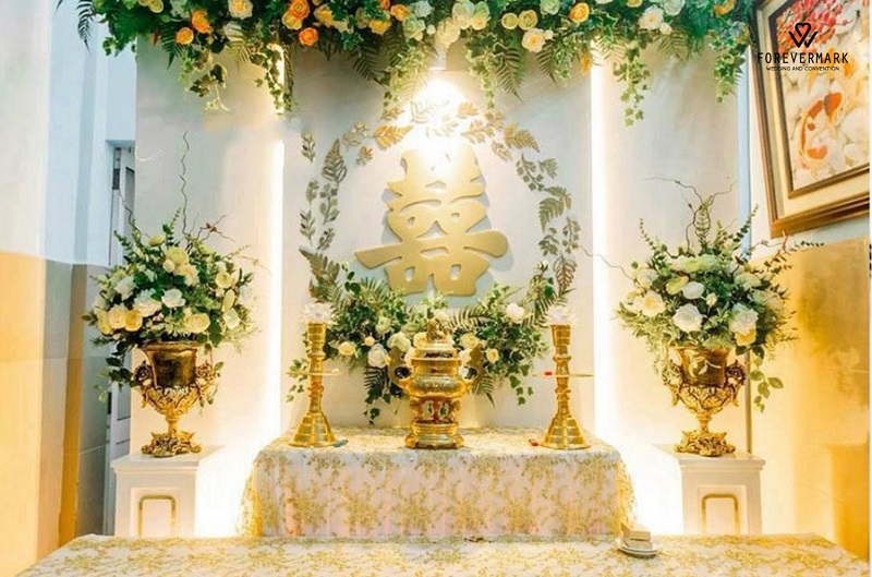 Bàn thờ gia tiên đám cưới đơn giản