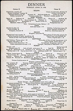 Minh họa menu gọi món À la carte