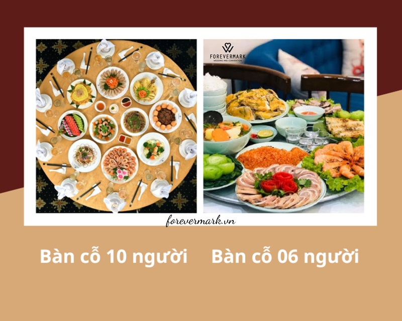 Menu bàn có 10 và bàn có 6 người