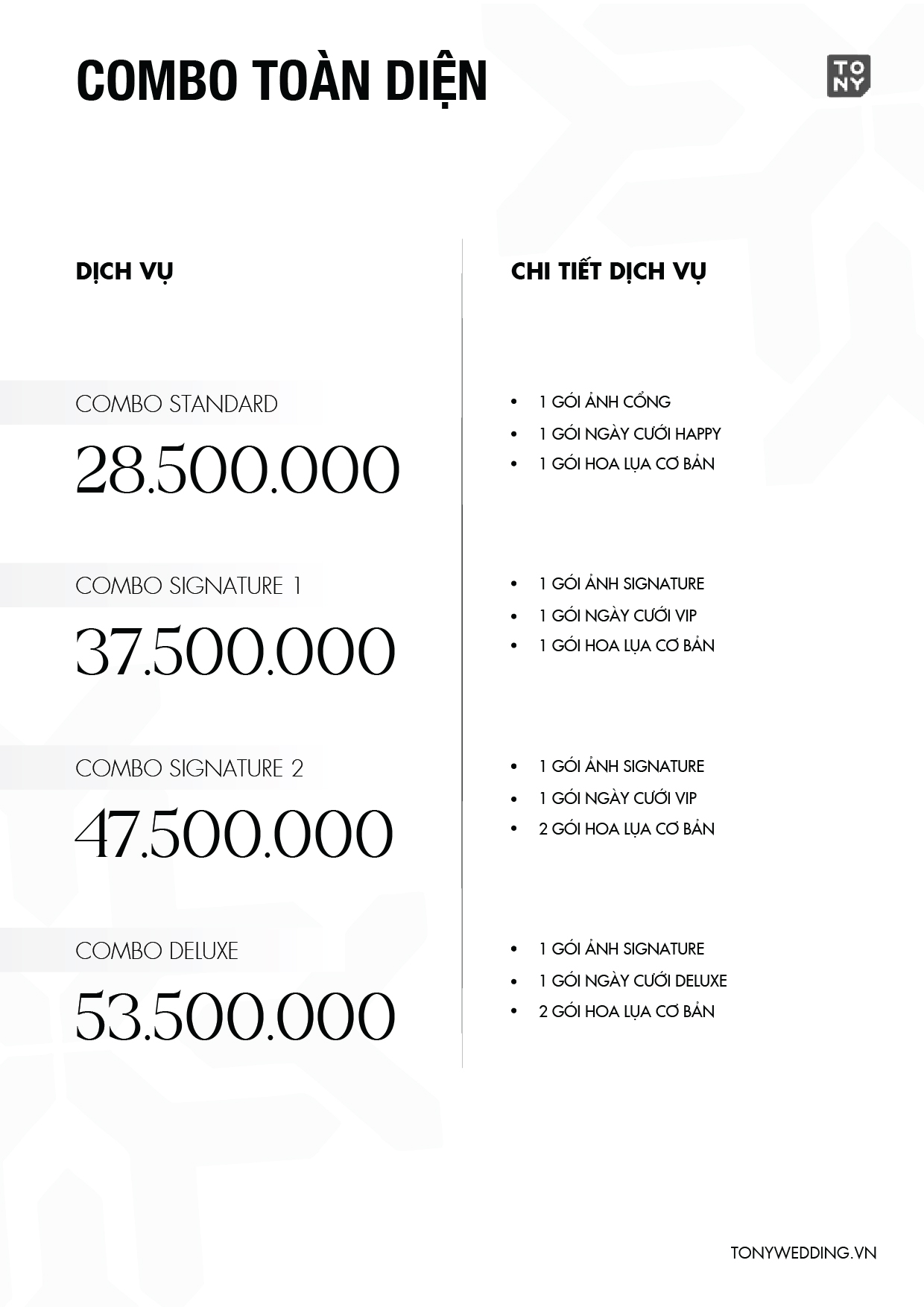 Bảng giá dịch vụ cưới hỏi trọn gói 2026