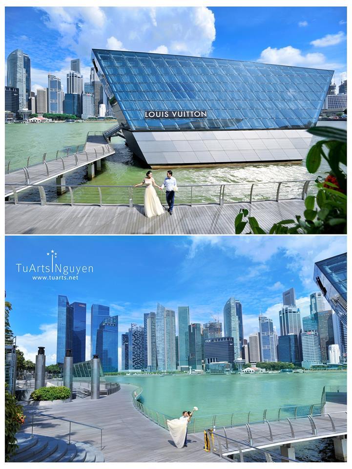 Ảnh cưới ngoại cảnh tại Singapore với không gian hiện đại và xanh mát