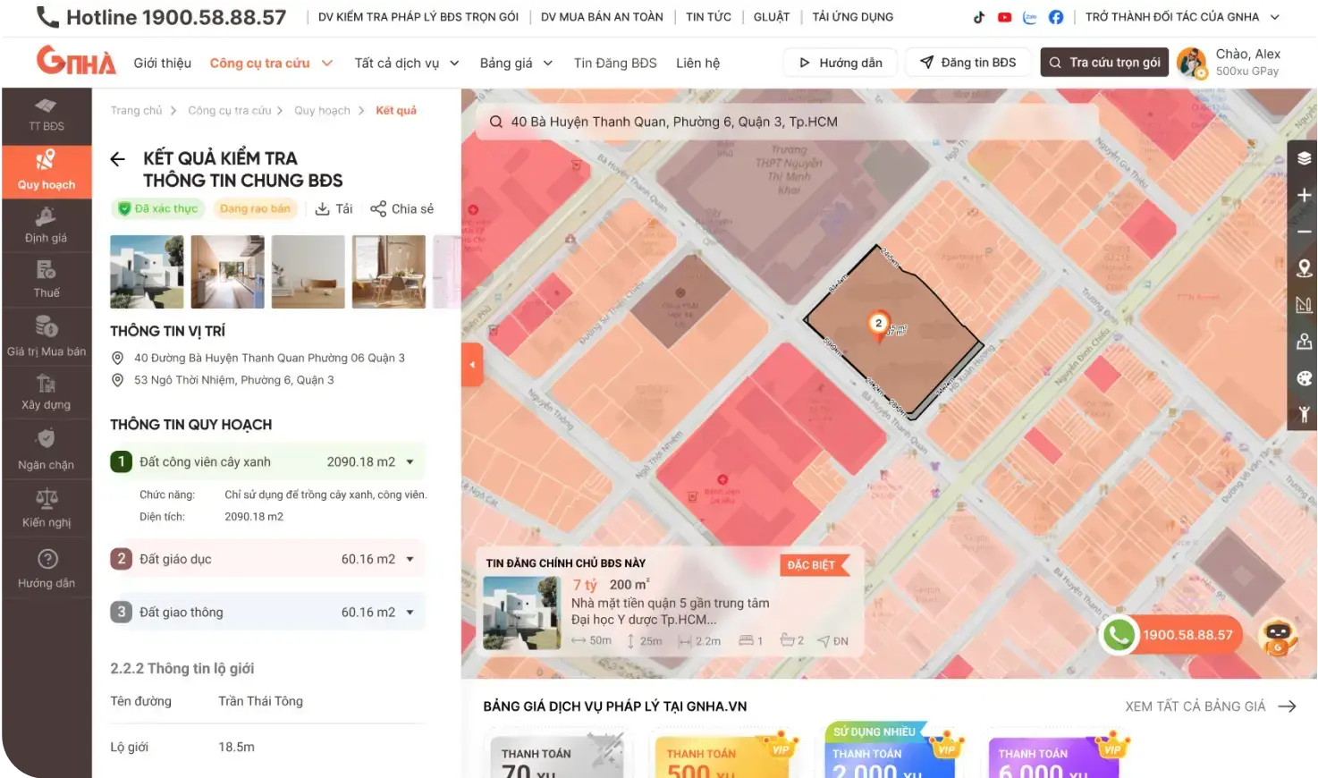 Bản đồ quy hoạch trực tuyến hiển thị các lớp phân khu đất đai
