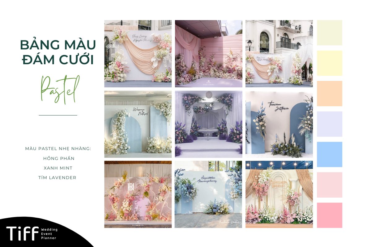 Trang trí đám cưới màu pastel