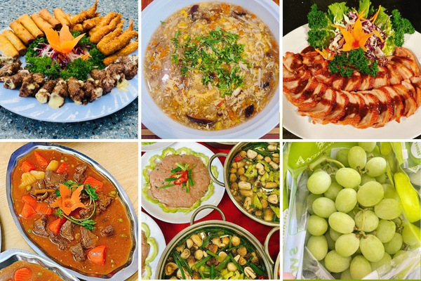 Thực đơn tiệc cưới trà chiều với các món bánh ngọt, trái cây và đồ uống nhẹ nhàng