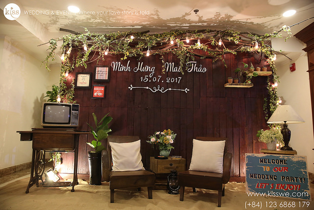 Trang trí tiệc cưới retro vintage