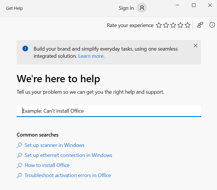 Mở ứng dụng trợ giúp có sẵn trong Windows