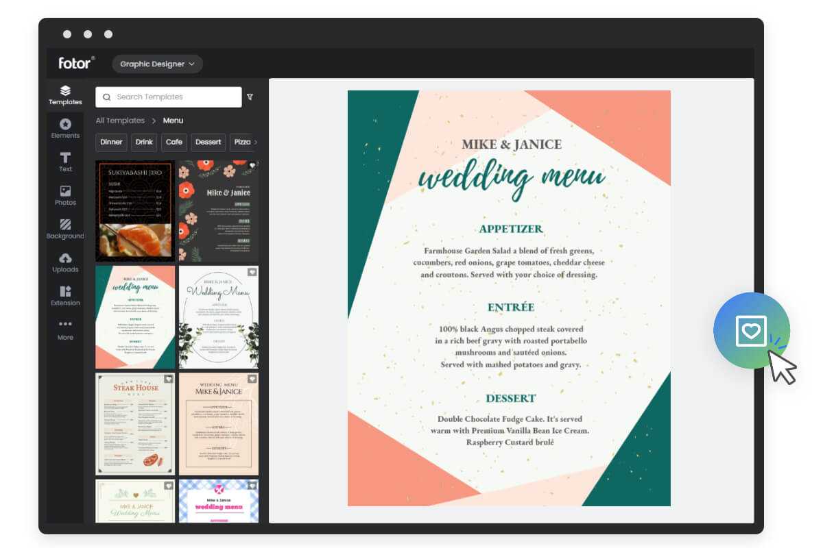 Quy trình tạo menu chuyên nghiệp với trình tạo menu trực tuyến của Fotor