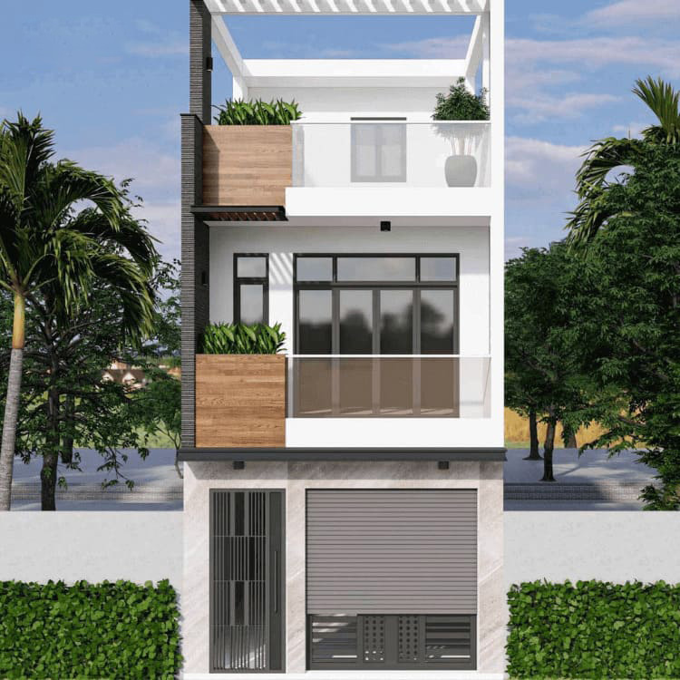 Mẫu nhà đẹp hiện đại 3 tầng tông đen trắng tối giản, tinh tế