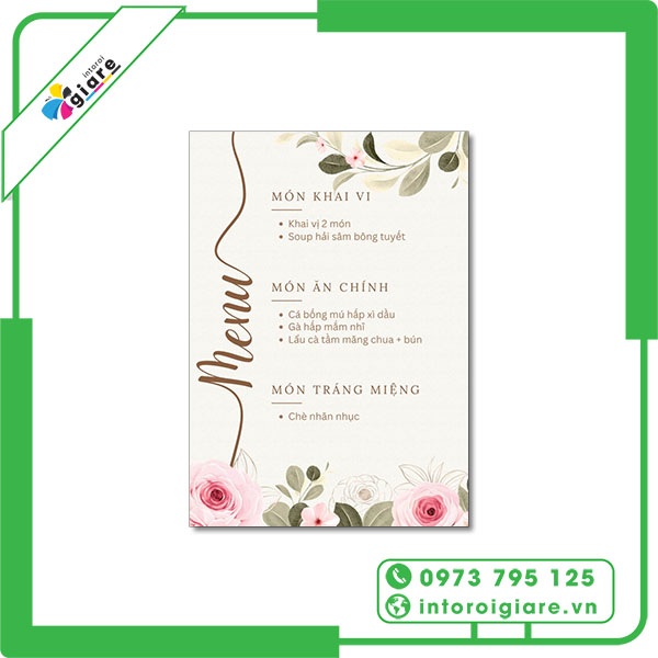 Mẫu menu đám cưới thu hút sự chú ý bằng thiết kế nổi bật
