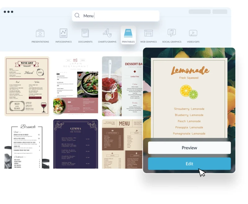 Menu templates cho tiệc cưới