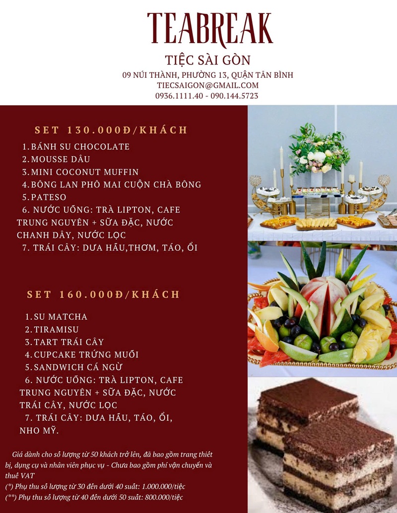 Menu Teabreak tiêu chuẩn cho đám cưới hội nghị