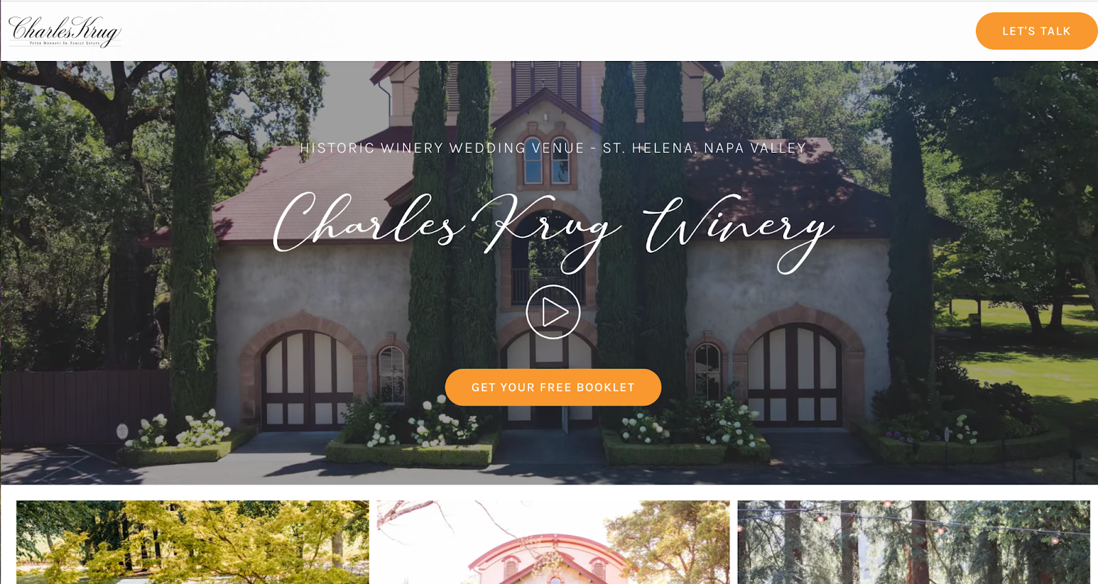 Ví dụ Landing page cho địa điểm tổ chức tiệc cưới