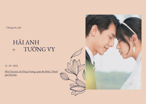 Giao diện mời cưới trên thiết bị số
