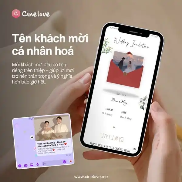 Giao diện tạo thiệp cưới online trên nền tảng Cinelove