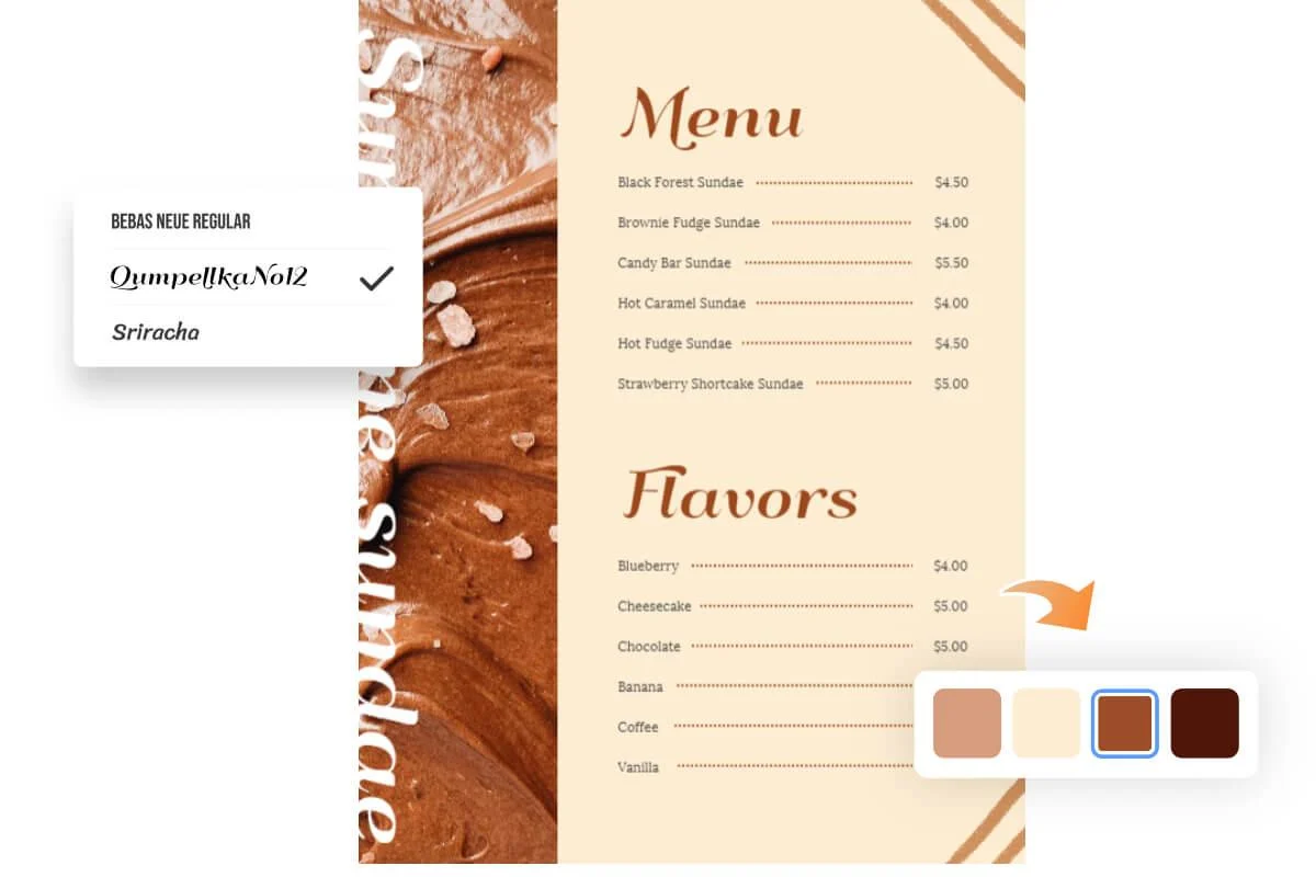 Tùy chỉnh menu tiệc cưới với các công cụ thiết kế trực quan của Fotor