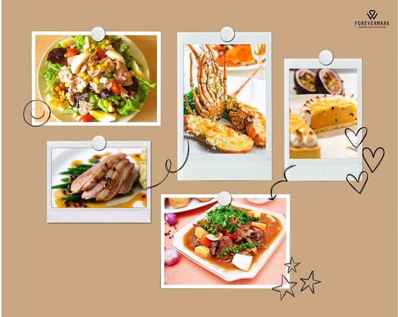 Thực đơn tiệc cưới cân bằng và đa dạng giữa các món ăn