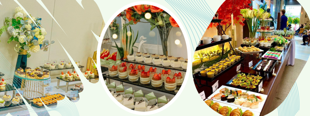 Tiệc ngọt và finger food trong không gian cưới hiện đại