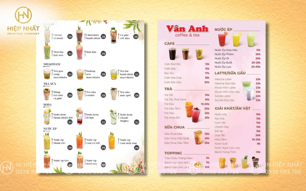 Mẫu menu tiệc cưới sử dụng chất liệu giấy cao cấp