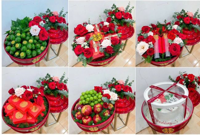 Mâm quả cưới nhỏ gọn đơn giản - kinh nghiệm cưới hỏi ở xa