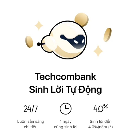 Màn hình hiển thị tính năng sinh lời tự động trên ứng dụng ngân hàng