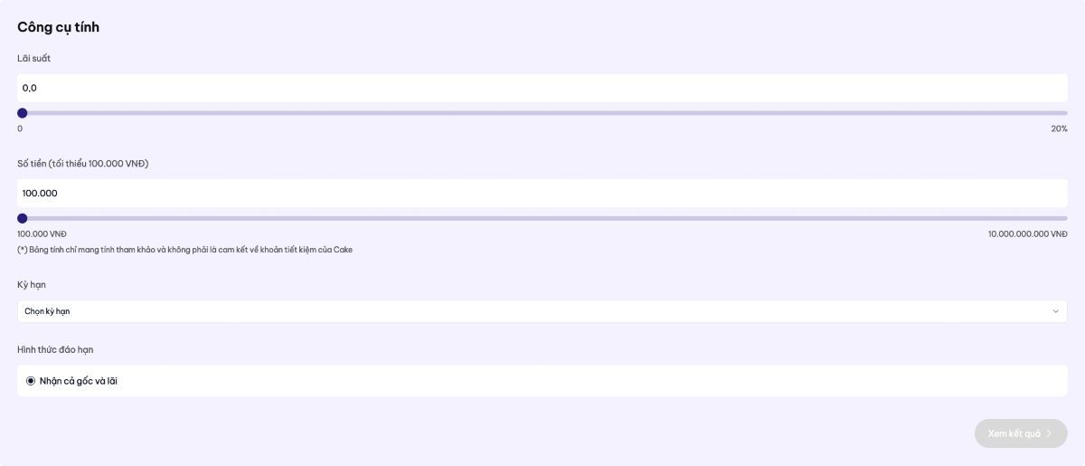 Công cụ tính lãi suất tiết kiệm trên ứng dụng ngân hàng