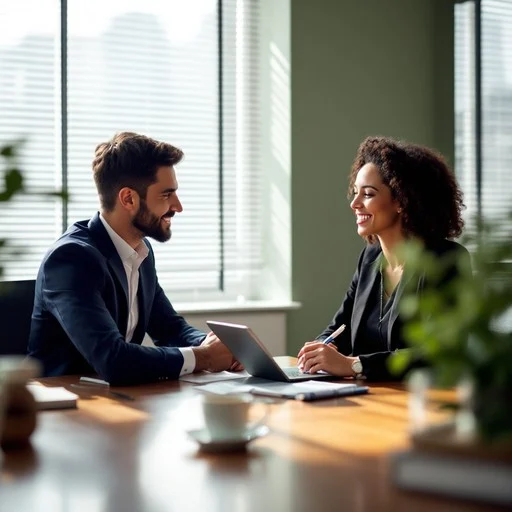 Hai chuyên gia đang thảo luận chuyên sâu về công việc