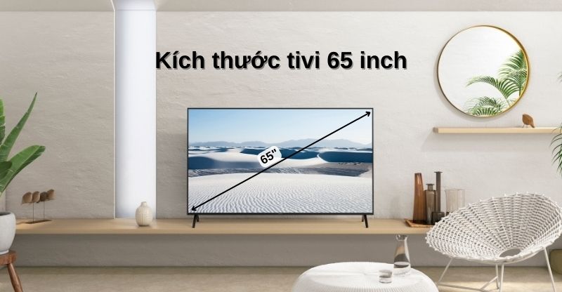 Tivi 65 inch trong phòng khách hiện đại