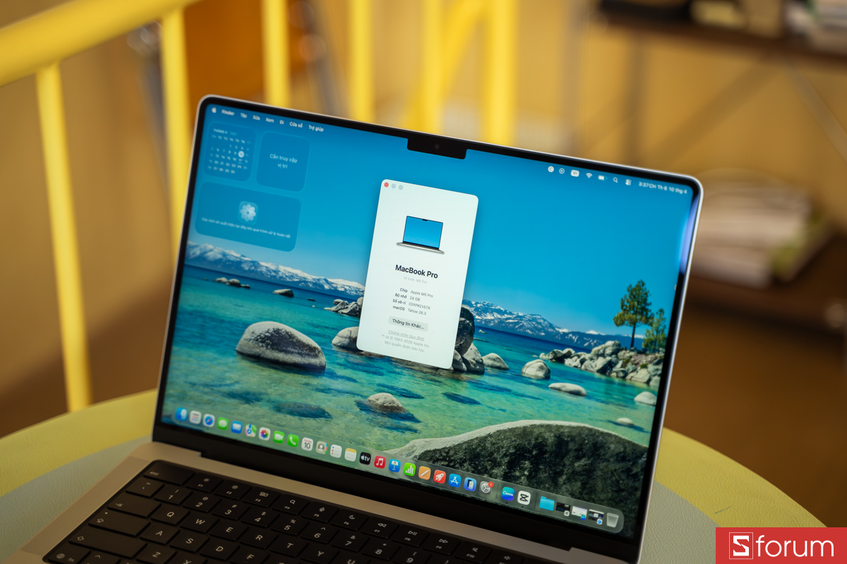 Thông số kỹ thuật MacBook Pro M5 Pro hiển thị cấu hình CPU và GPU