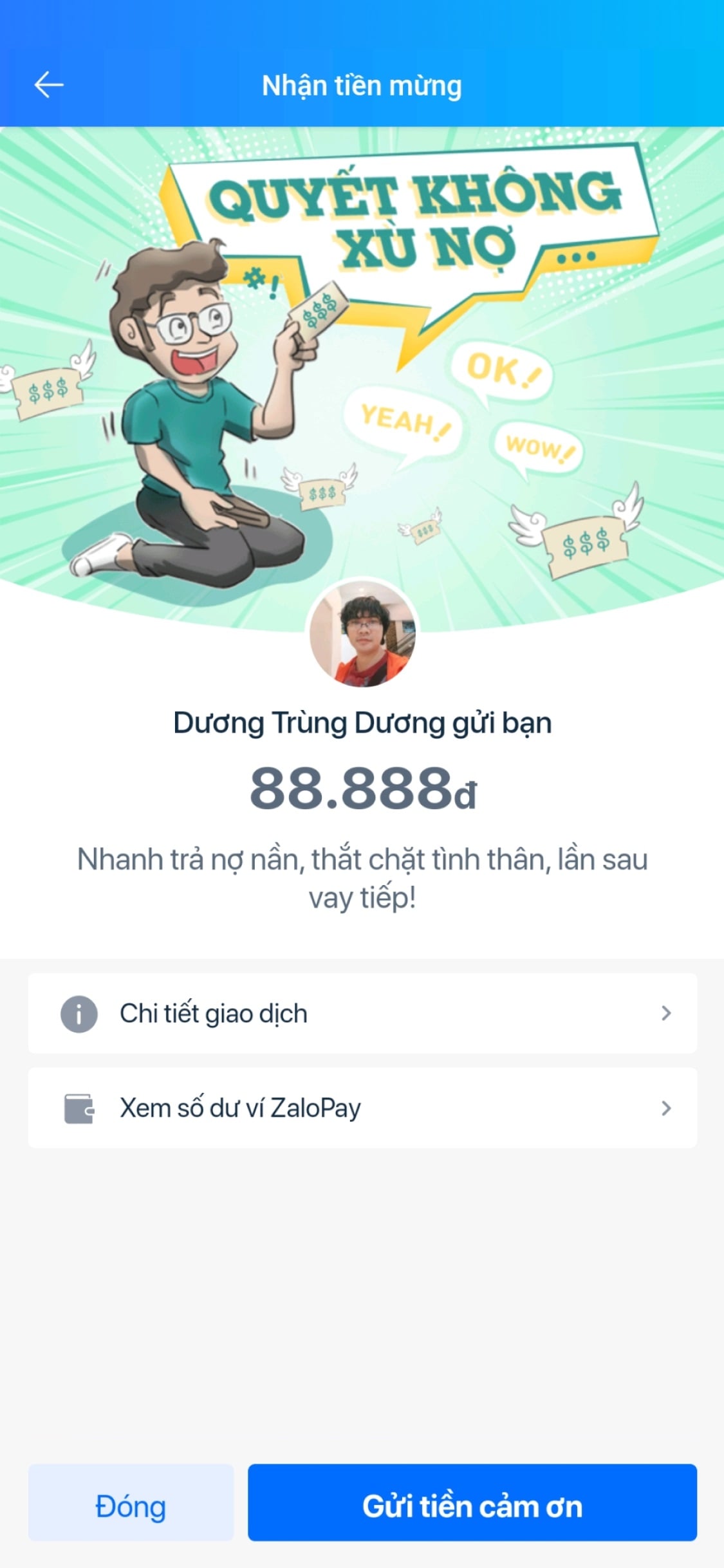 Giao diện chuyển tiền kèm thiệp điện tử